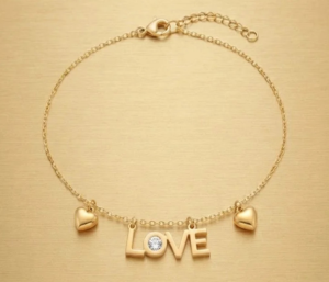 Minimalist Gold Love & Heart Pendent Bracelet