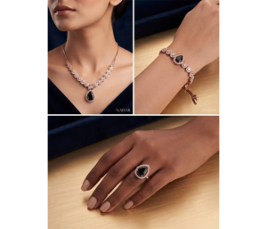 Zircon & Black Solitaire 4-Piece Matching Set